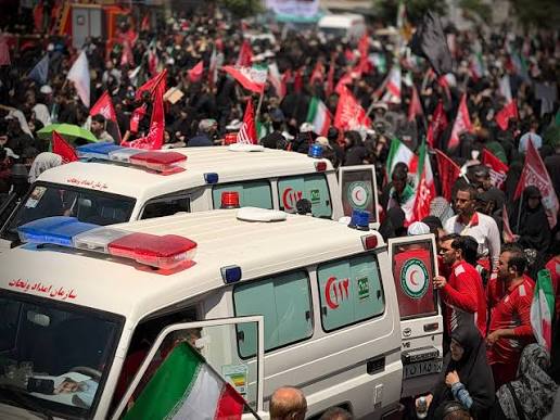 تقدیر معاون اول رئیس جمهور از اقدامات ارزنده هلال احمر در مراسم تشییع پیکر رهبر شهید