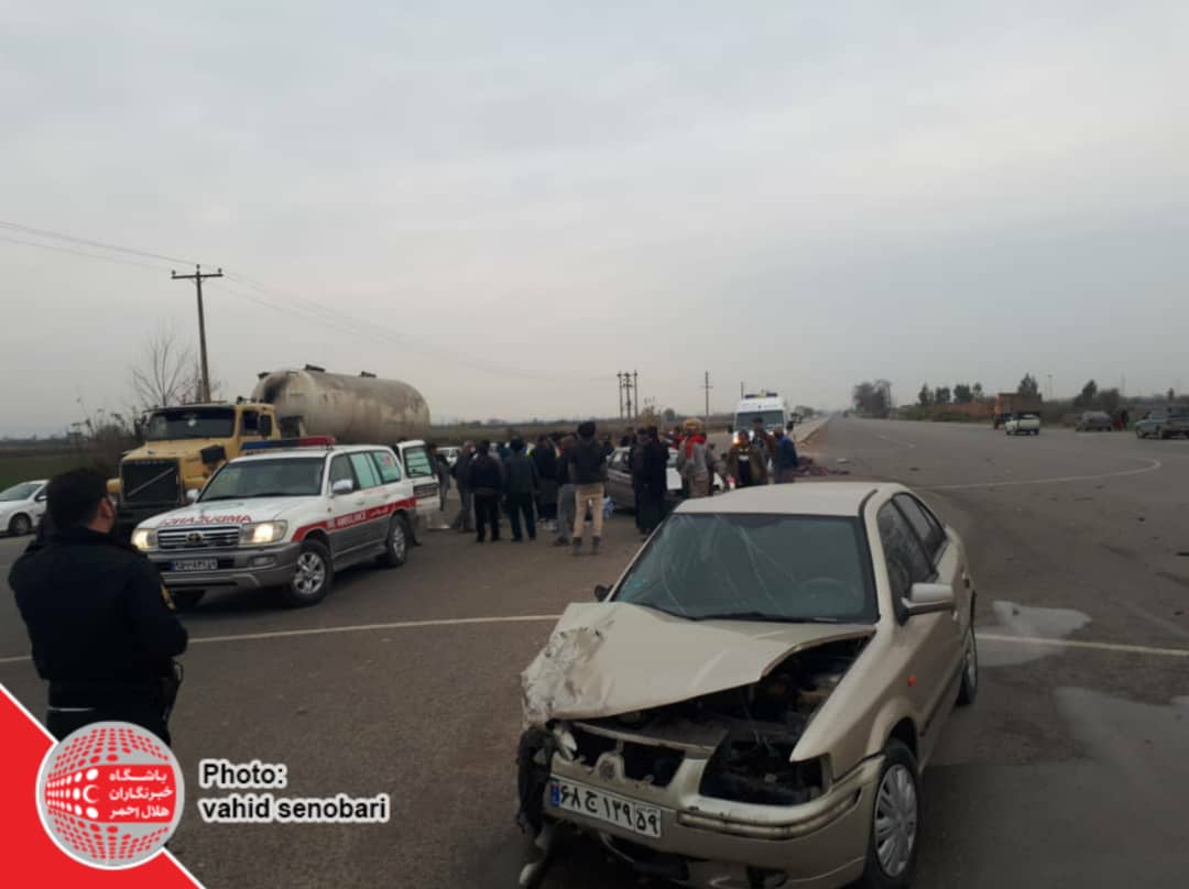 ۵ مصدوم در تصادف سمند و پراید در جاده گرگان به آق قلا/ امدادرسانی نیروهای واکنش سریع استان