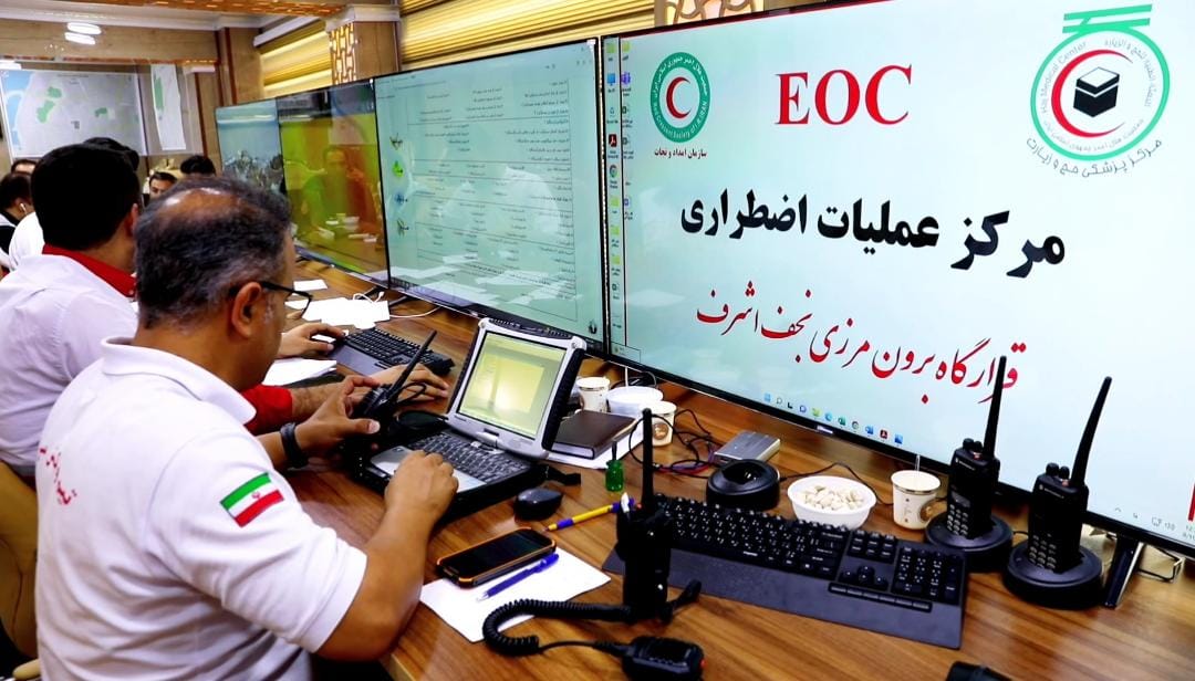 فعالیت شبانهروزی مرکز کنترل و هماهنگی عملیات اضطراری اربعین در نجف