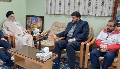 دیدار رئیس جمعیت هلال‌احمر با نماینده آیت‌الله سیستانی در ایران